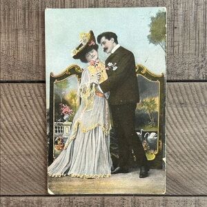 Antique Edwardian Romantic Postcard with Couple